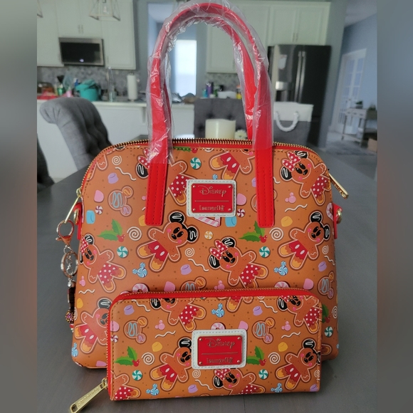 Loungefly Handbags - Loungefly Disney AOP Gingerbread Crossbody & Wallet